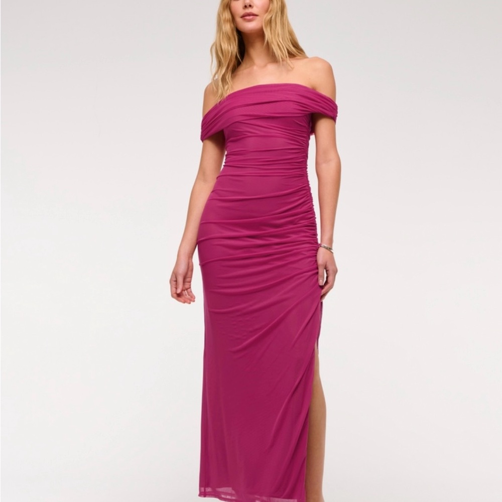Abercrombie Elegant Off-Shoulder Dress in Magenta